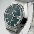 Load image into Gallery viewer, CITIZEN COSMOTRON 4-791061K Electromagnetic Temp Day Date Green Dial 33.1mm