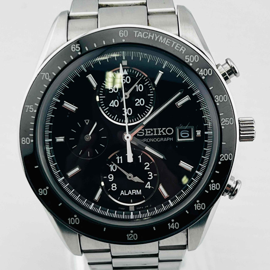 SEIKO Chronograph 7T62-0JF0 Black Dial Date Quartz Men's Watch 39.2mm