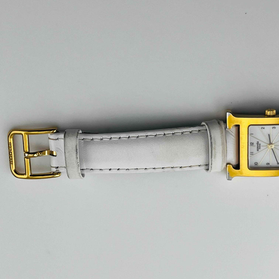 HERMES H Watch HH1.201 Quartz White Dial Women's Watch 21.0mm