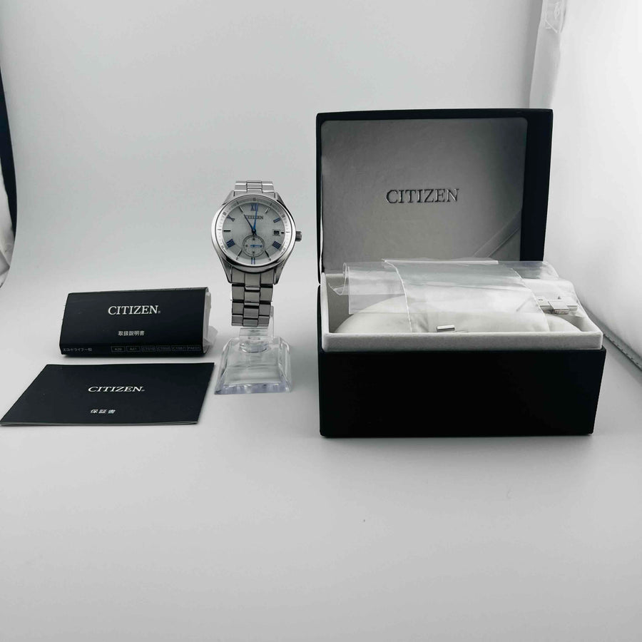 CITIZEN B690-S117518 Small Second Date Eco Drive Solar Silver White Dial 37.6mm