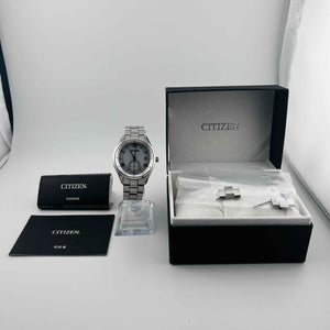 CITIZEN B690-S117518 Small Second Date Eco Drive Solar Silver White Dial 37.6mm