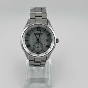 CITIZEN B690-S117518 Small Second Date Eco Drive Solar Silver White Dial 37.6mm