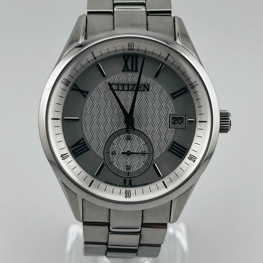 CITIZEN B690-S117518 Small Second Date Eco Drive Solar Silver White Dial 37.6mm