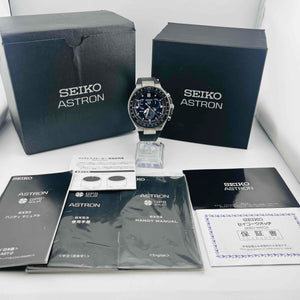 SEIKO Astron 8X53-0BB002 SBXB167 GPS Solar analog black rubber navy dial, 45.3mm