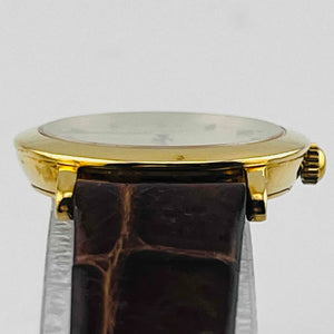 LONGINES 153 18K 750 Solid Gold Quartz Belt brown excellent condition 22.5cm