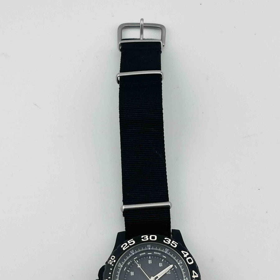 Traser 0131758 quartz day date Bezel and dial are black Belt has scratches and dirt 44.2mm