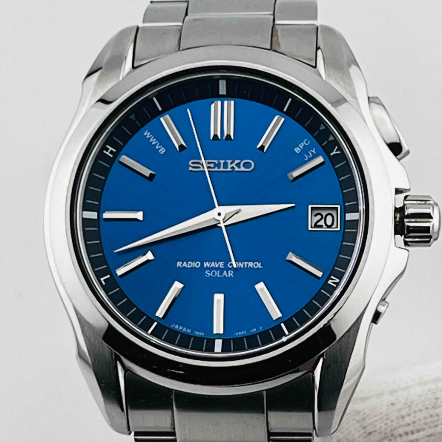 SEIKO BRIGHTZ SAGZ049 7B24-0AK0 Solar radio quartz blue dial men's watch 36.7mm