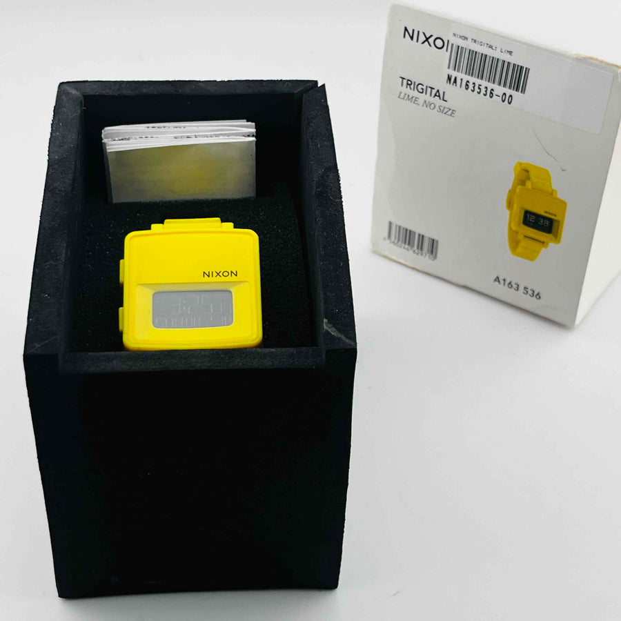 NIXON TRIGITAL A163-1536 LIME PLASTIC BRACELET Yellow watch 34.5mm