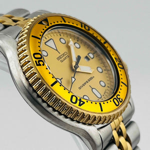 SEIKO 3E25-0A50 DIVER'S200m 3 hands Date Quartz Gold face 32.0ｍｍ