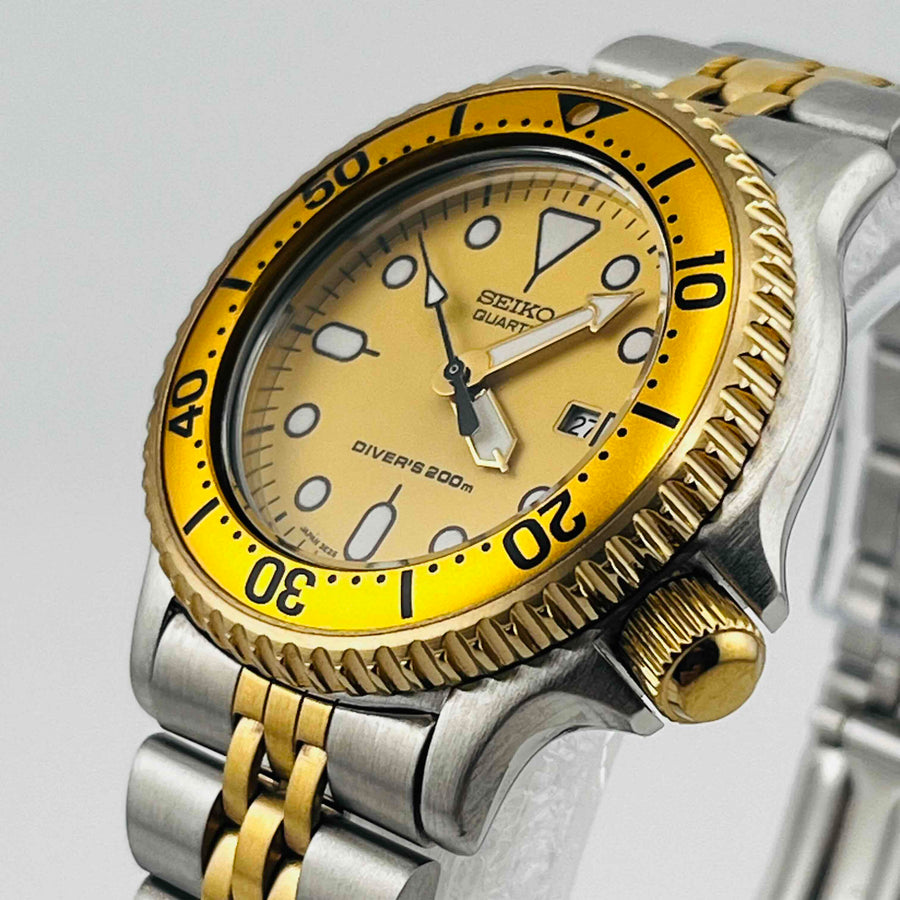 SEIKO 3E25-0A50 DIVER'S200m 3 hands Date Quartz Gold face 32.0ｍｍ