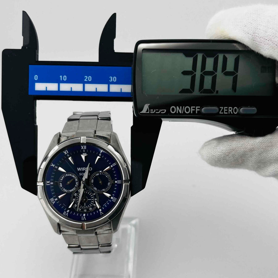 SEIKO WIRED CHRONOGRAPH V14J-OBV1 SOLAR blue dial 38.4mm