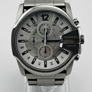 DIESEL DZ-4181 Quartz analog white silver windshield slightly scratched 45.0mm　