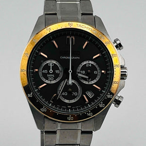 SEIKO Chronograph 8T63-00D0 Quartz Bezel Champagne Gold Black Dial 39.6mm