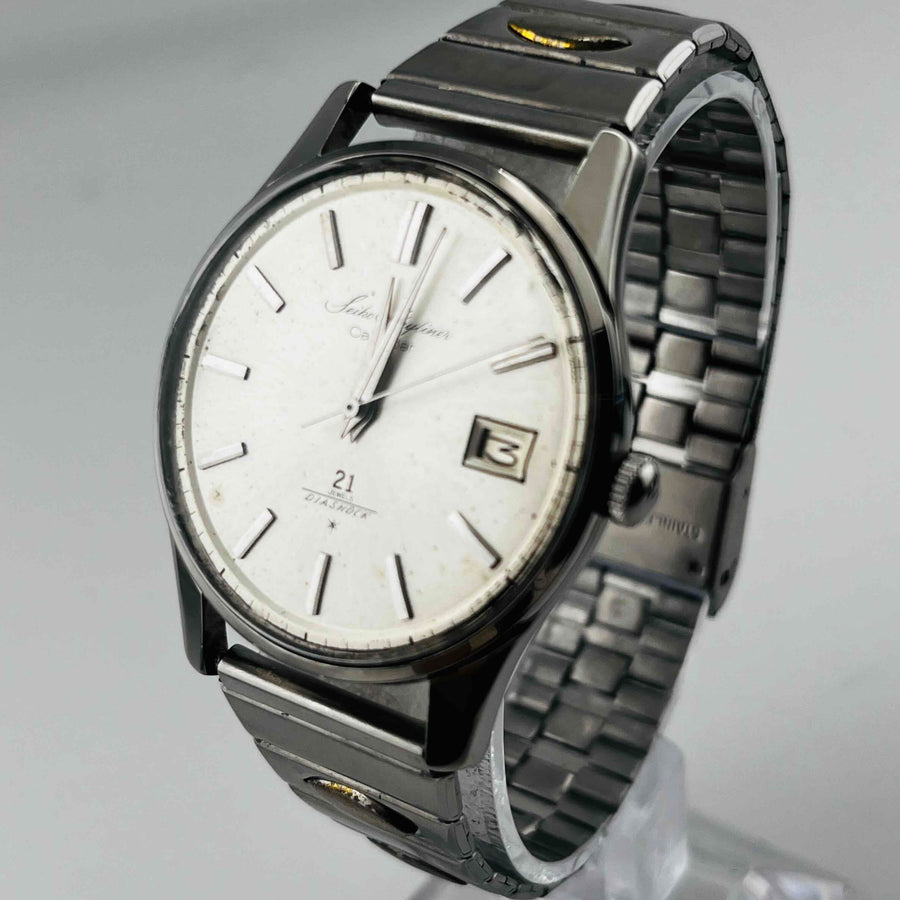 SEIKO Skyliner Calendar 21 Jewels Hand-wound Date Antique Vintage Watch 35.8mm