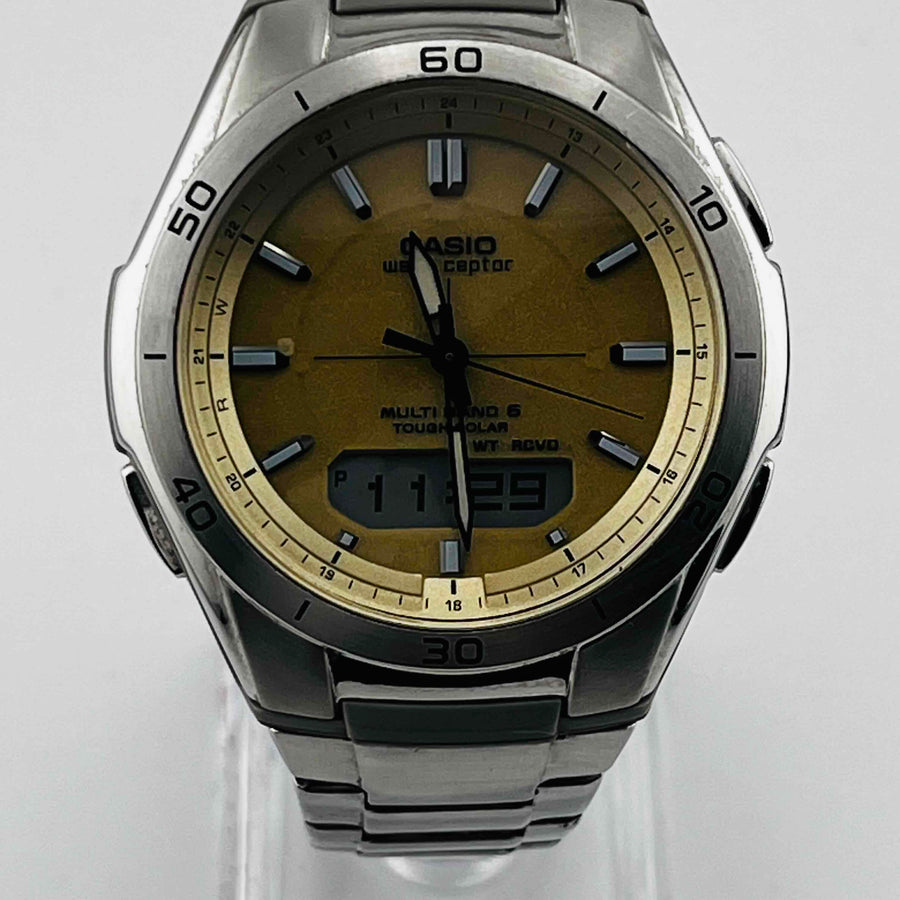 CASIO WVA-M640 Tough Solar Digital-Analog Multi Band 6 Gold Color 38.8mm