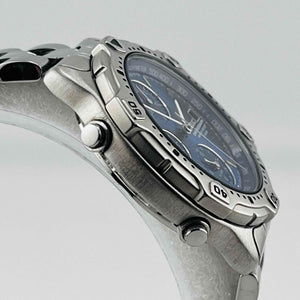 SEIKO 7T32-6E40 Quartz chronograph blue dial men's watch 36.8mm