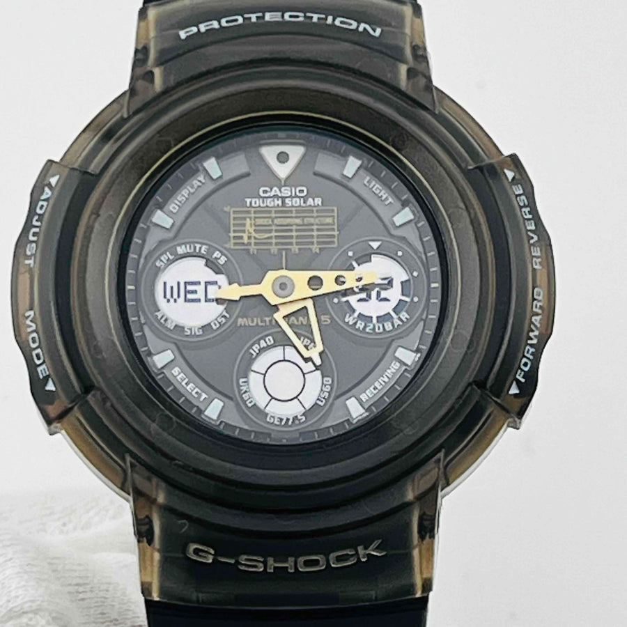 CASIO  G-SHOCK AMG-525D tough Solar Skeleton Black There is some dirt on the belt 47.3