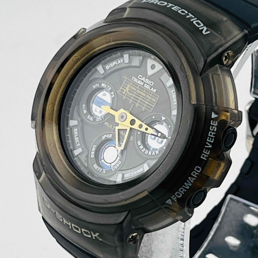 CASIO  G-SHOCK AMG-525D tough Solar Skeleton Black There is some dirt on the belt 47.3