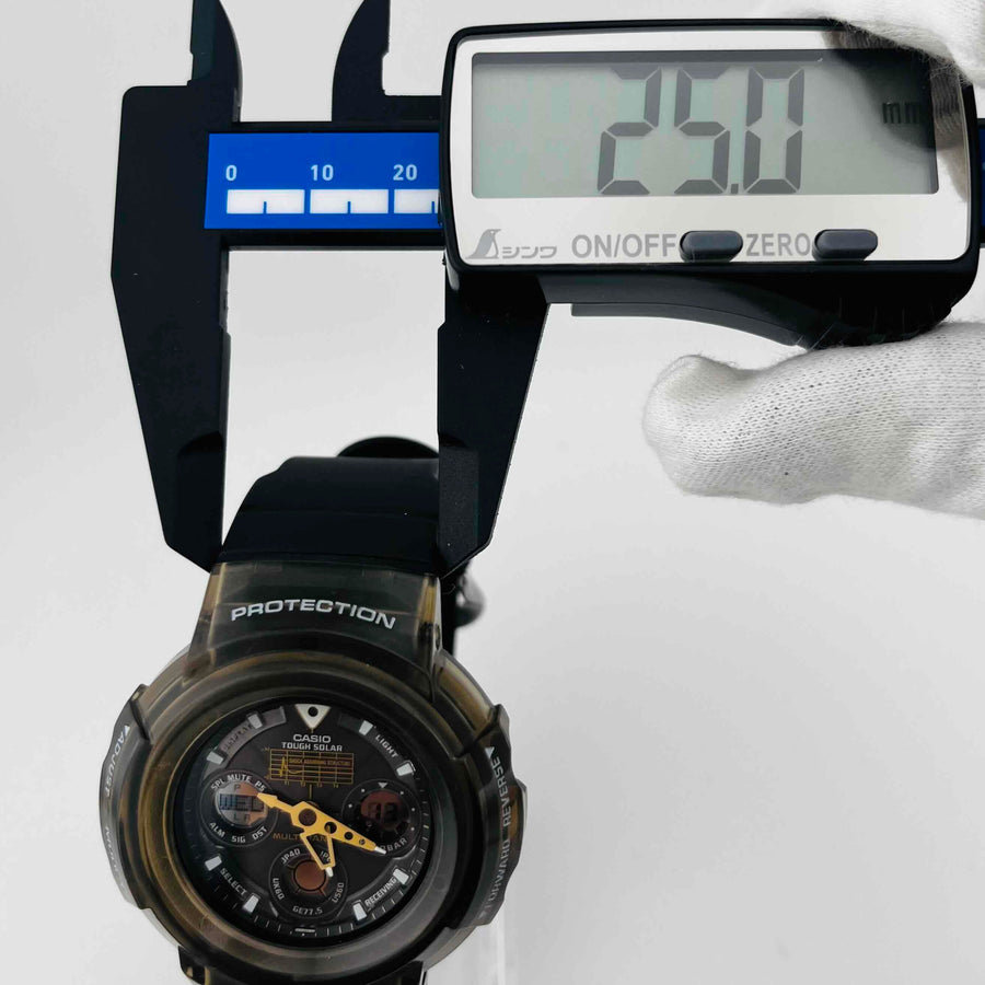 CASIO  G-SHOCK AMG-525D tough Solar Skeleton Black There is some dirt on the belt 47.3