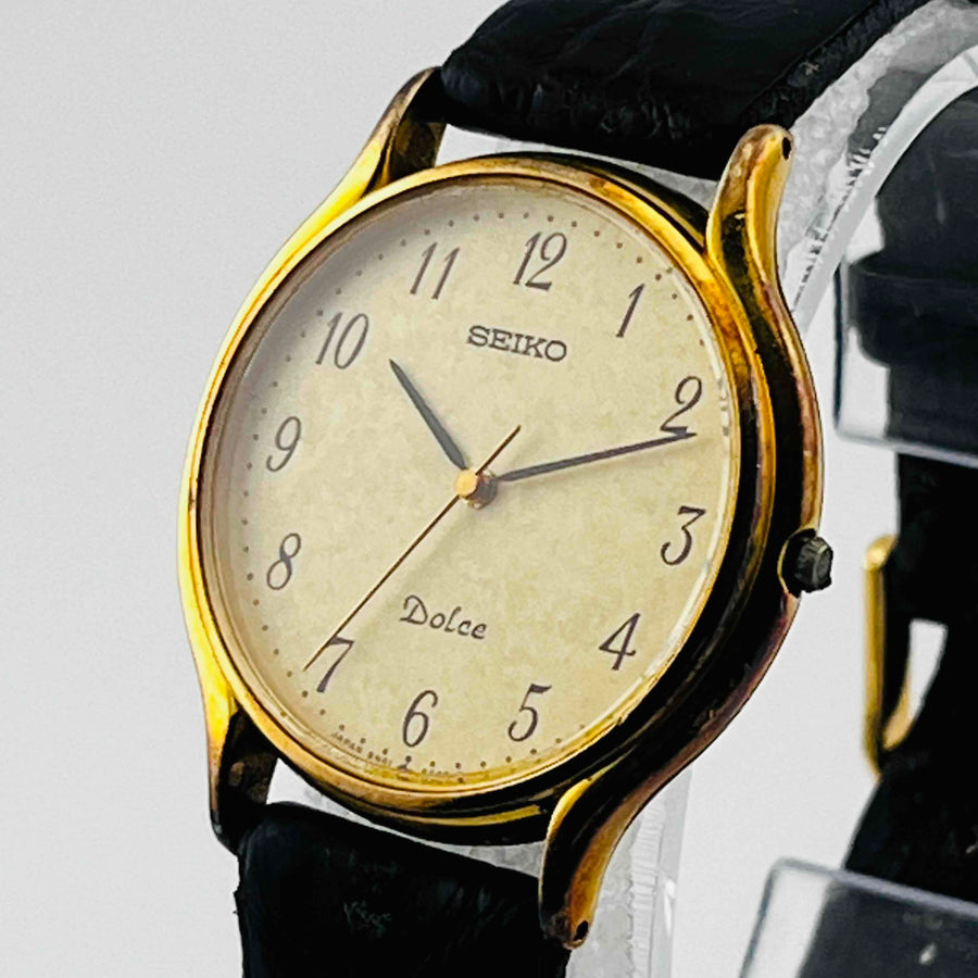 SEIKO Dolce 8N41-6010 Quartz Analog Dark Brown Belt Damaged 32.0mm