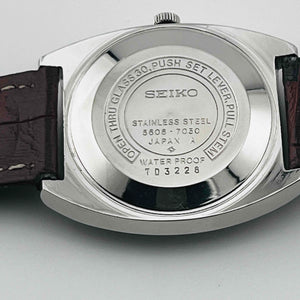 SEIKO LORDMATIC 5605-7050 Automatic Date 25 Jewels Leather Strap 32.4mm