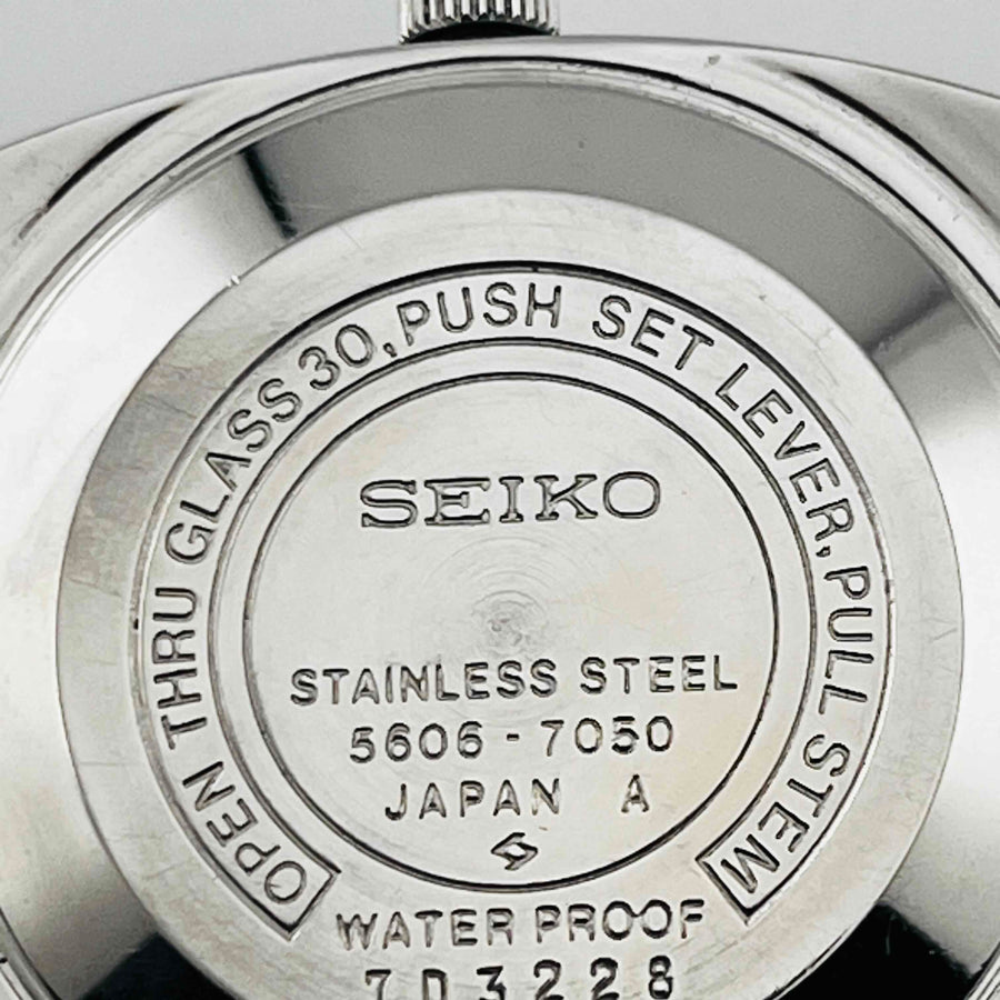 SEIKO LORDMATIC 5605-7050 Automatic Date 25 Jewels Leather Strap 32.4mm