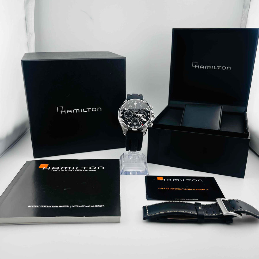 HAMILTON H646660 Khaki Aviation Pilot Chronograph Automatic Men's Watch 41.0mm