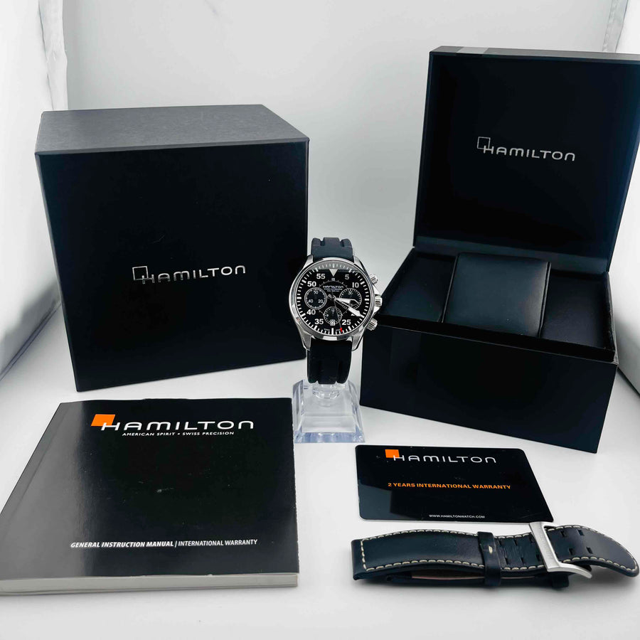 HAMILTON H646660 Khaki Aviation Pilot Chronograph Automatic Men's Watch 41.0mm