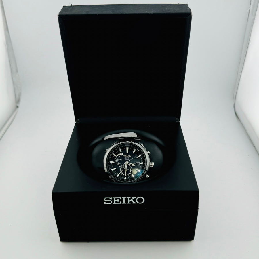 SEIKO 7X52-0AE0 GPS Radio Solar Black Dial SBXA021 Men's Watch 46.5mm