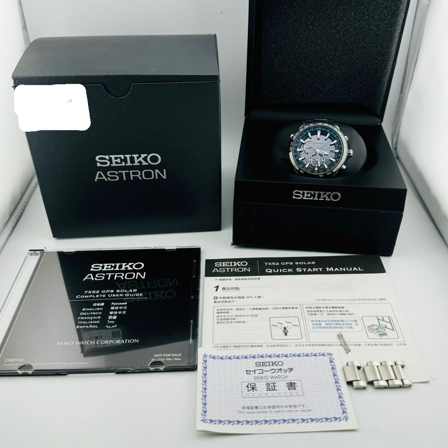 SEIKO 7X52-0AE0 GPS Radio Solar Black Dial SBXA021 Men's Watch 46.5mm