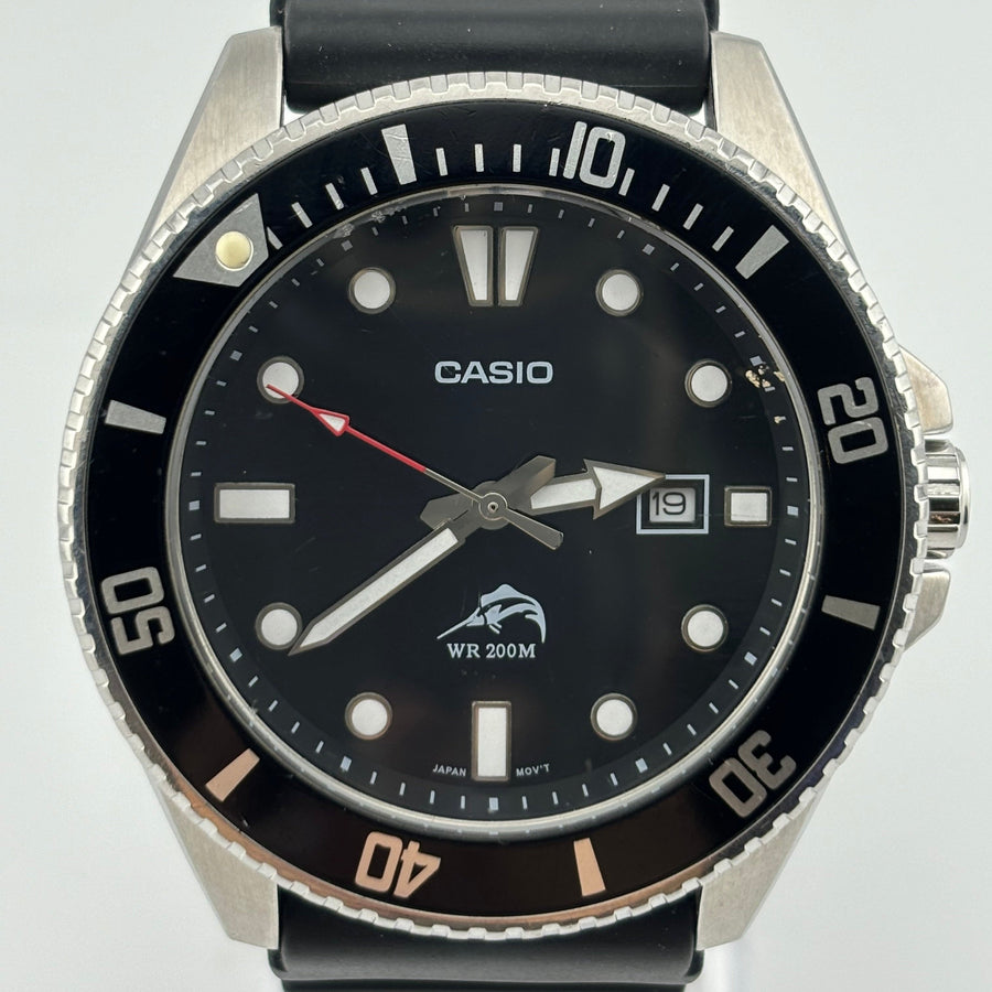 CASIO MDV-106 Quartz Black Diving Watches Marlin Diver Men's Watch 43.3mm