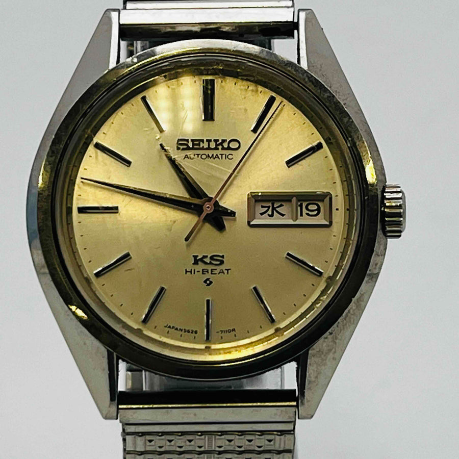 King Seiko HI-BEAT 5626-7111 AUTOMATIC daydate Silver 33.3mm