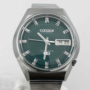 CITIZEN COSMOTRON 4-791061K  Electromagnetic Temp Day Date Green Dial 33.1mm