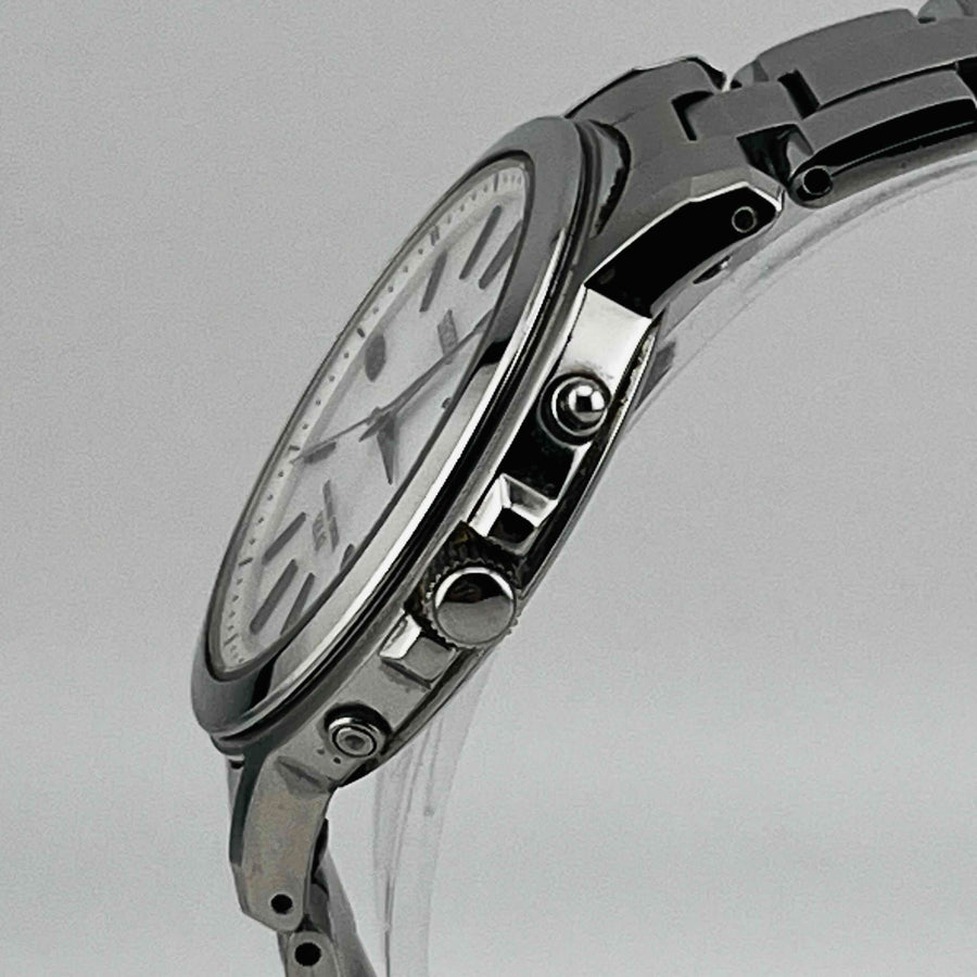 SEIKO 7B52-0AF0 Stainless steel GP solar radio white dial men's watch 35.0mm