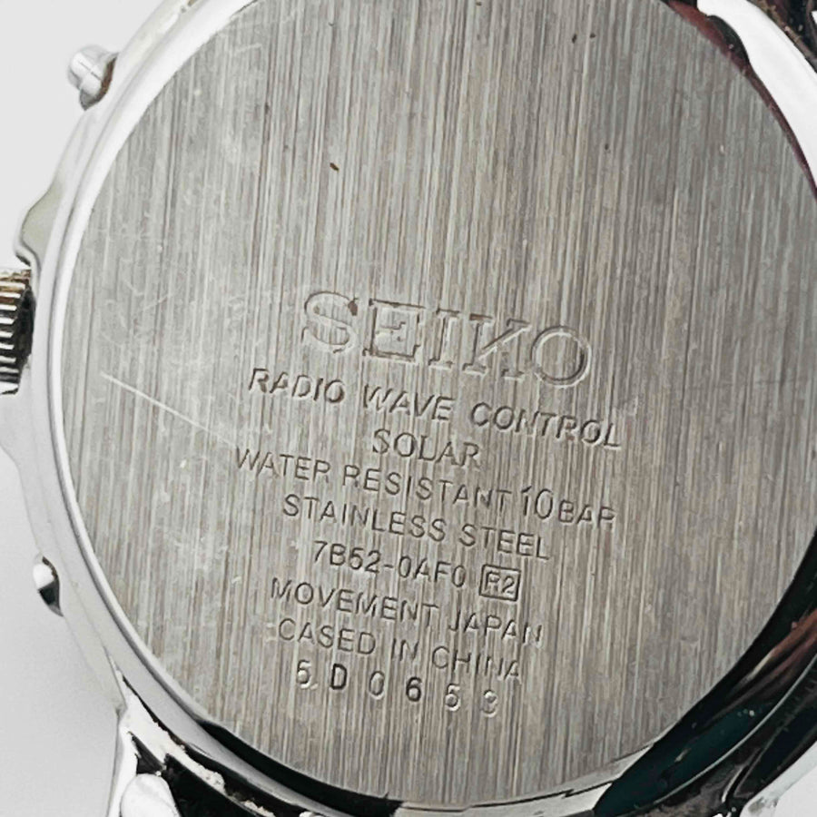 SEIKO 7B52-0AF0 Stainless steel GP solar radio white dial men's watch 35.0mm