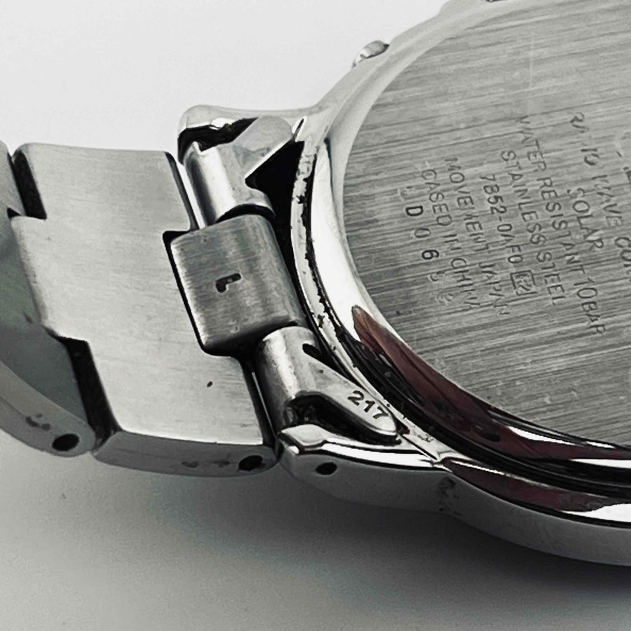 SEIKO 7B52-0AF0 Stainless steel GP solar radio white dial men's watch 35.0mm