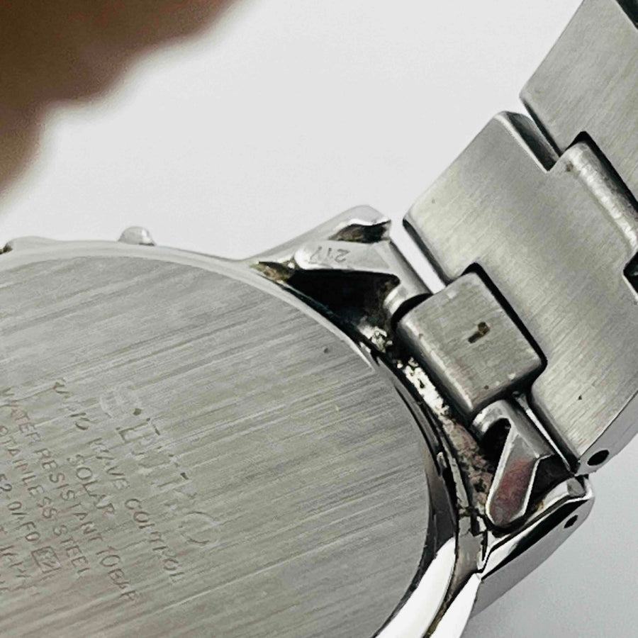 SEIKO 7B52-0AF0 Stainless steel GP solar radio white dial men's watch 35.0mm