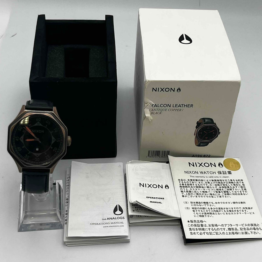 NIXON PERMISSION FOR FLYBY Quartz THE FALCON LEATHER 42.4mm