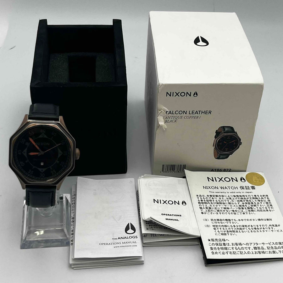 NIXON PERMISSION FOR FLYBY Quartz THE FALCON LEATHER 42.4mm