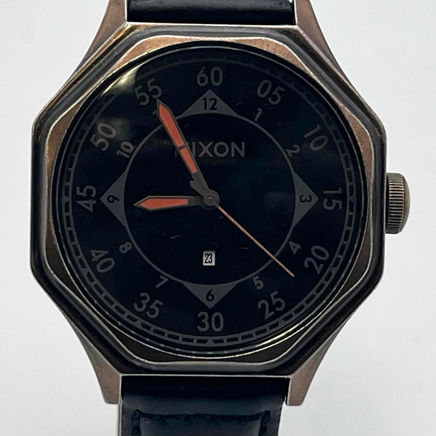 NIXON PERMISSION FOR FLYBY Quartz THE FALCON LEATHER 42.4mm