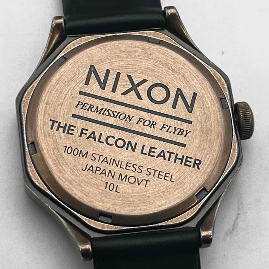 NIXON PERMISSION FOR FLYBY Quartz THE FALCON LEATHER 42.4mm KUM S WATCH