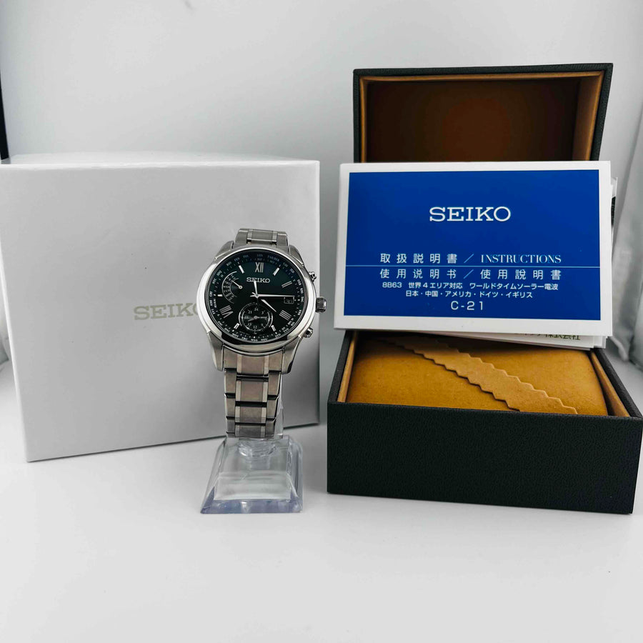 SEIKO BRIGHTZ SAGA307 8B63 0AY0 Solar Green Dial 40.5mm