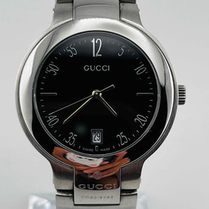 GUCCI 8900M Quartz Analog Round Face Watch Date Black Dial 34.9mm