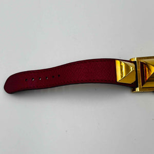 HERMES Medor ME1 201 quartz 〇Y Belt Studs Watch Red Belt 22.9mm