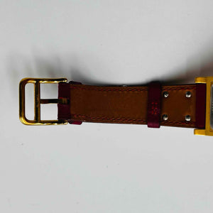 HERMES Medor ME1 201 quartz 〇Y Belt Studs Watch Red Belt 22.9mm