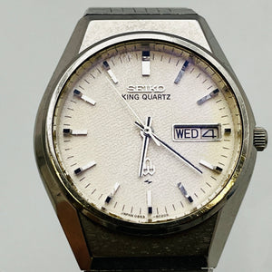 SEIKO KING QUARTZ 0852-8025 white dial day date 32.1mm