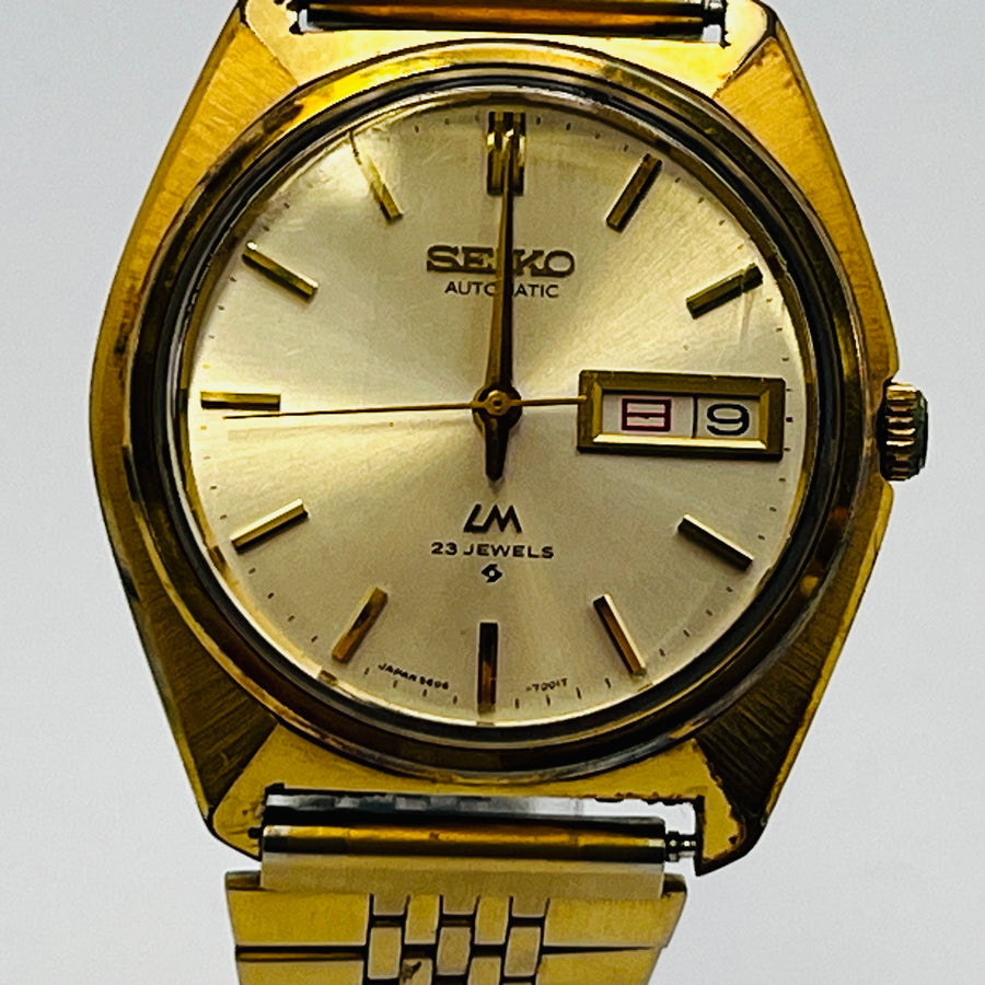 SEIKO LORDMATIC LM 5606-7000 Day Date Gold Automatic Winding immovable  35.3mm