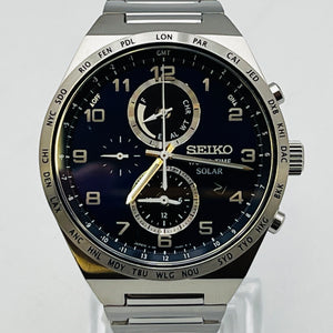 Seiko World Time V195-0AE0 Solar Men's Watch 41.0mm near mint