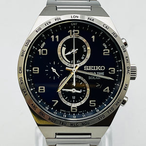 Seiko World Time V195-0AE0 Solar Men's Watch 41.0mm near mint