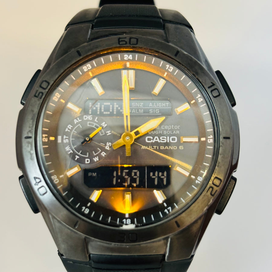 CASIO wave ceptor WVA-M650 Solar Windshield has scratches Resin Band 43.0mm